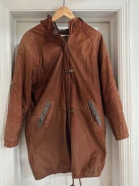 Vintage Brandon Thomas Brown Leather Hooded Jacket